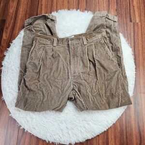 Gap Factory Brown Pleated Courderoy Cuffed Pants 34x30 Inseam 28 Cotton
